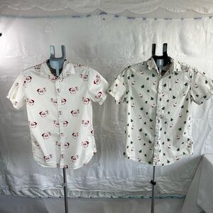 Denim & Flower Ricky Singh Santa Print Christmas Button Up Shirt Boys Juniors